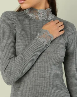 Top col roule laine et soie gris-Mare Hot