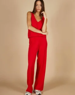 Top en Coton & Cachemire Juliette fines bretelles groseille-Cashmere Tribu Outlet