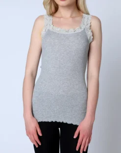 Top en Coton dentelle gris-Mare