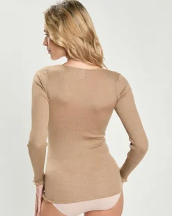 Femme Mare Tops Et Blouses^Top en laine et soie manches longues beige