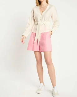 Top en Lin mélangé ceinturé écru-Scotch & Soda Clearance