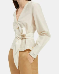Top en Lin mélangé ceinturé écru-Scotch & Soda Clearance