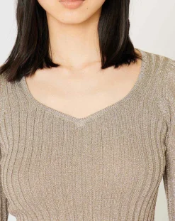 Femme Manoush Tops Et Blouses^Top en maille Côte Lurex argenté