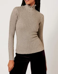 Femme Manoush Tops Et Blouses^Top en maille Funnel Neck Cote Lurex argenté