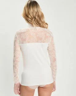 Femme Mare Tops Et Blouses^Top en micromodal dentelle manches longues naturel