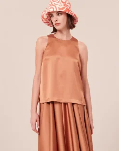 Femme Tara Jarmon Tops Et Blouses^Top en satin fluide cognac