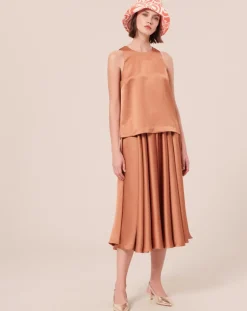 Femme Tara Jarmon Tops Et Blouses^Top en satin fluide cognac