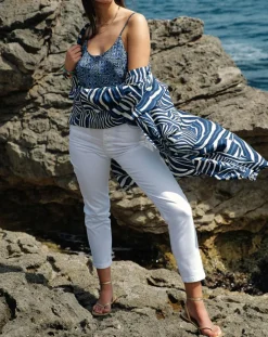 Femme Lauren Vidal Tops Et Blouses^Top en Soie mélangée Naxos bleu