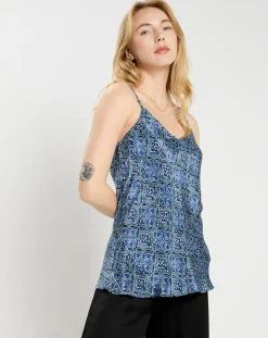 Femme Lauren Vidal Tops Et Blouses^Top en Soie mélangée Naxos bleu
