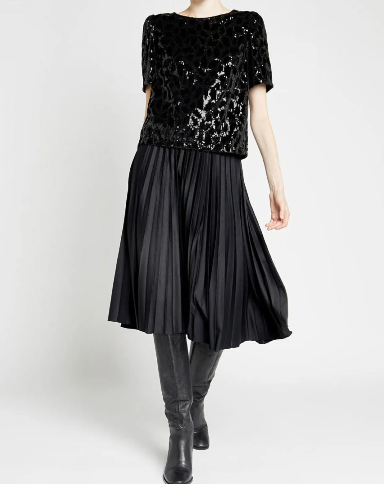 Top en Velours & Sequins Casey noir-Caroll Best