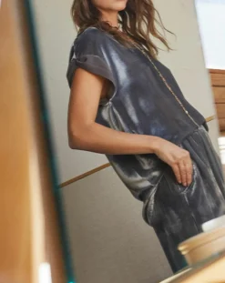 Femme Lauren Vidal Tops Et Blouses^Top en Velours Basal gris