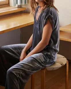 Femme Lauren Vidal Tops Et Blouses^Top en Velours Basal gris
