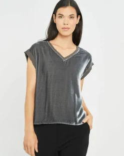Femme Lauren Vidal Tops Et Blouses^Top en Velours Basal gris
