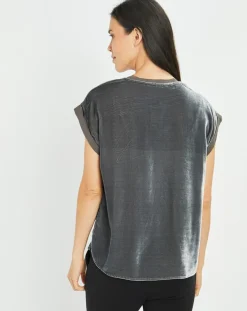 Femme Lauren Vidal Tops Et Blouses^Top en Velours Basal gris