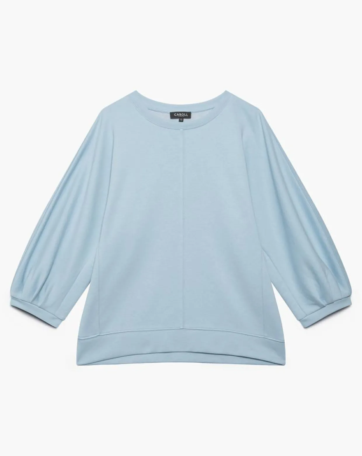 Top fluide unie Lina avec surpiqûres bleu ciel-Caroll Best