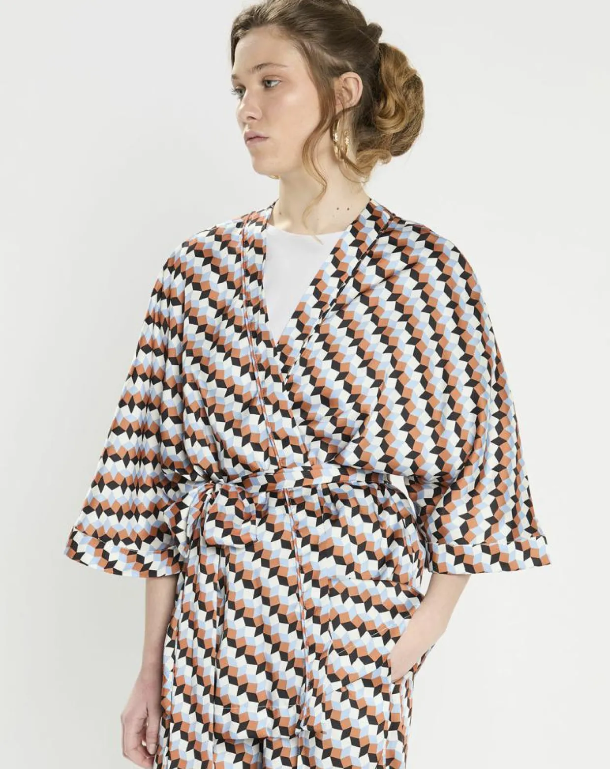 Top Kimono fluide Vieran imprimé multicolore-Zapa New