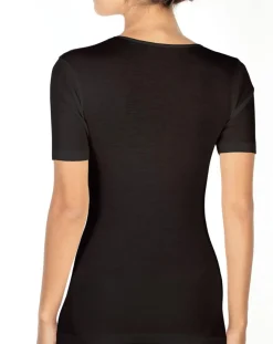 Top manches courtes Laine & Soie tissée noir-Mare Online