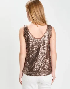 Top Paillettes Tess marron-Galeries Lafayette Clearance