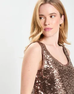 Top Paillettes Tess marron-Galeries Lafayette Clearance