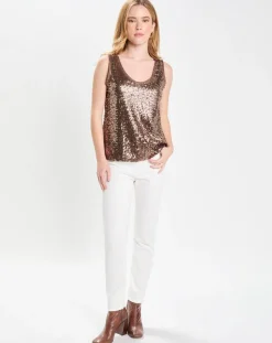 Top Paillettes Tess marron-Galeries Lafayette Clearance