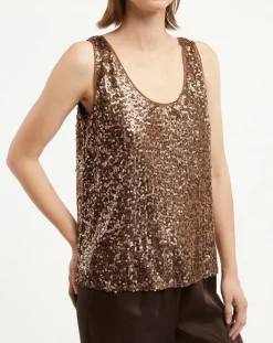 Top Paillettes Tess marron-Galeries Lafayette Clearance