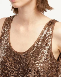 Top Paillettes Tess marron-Galeries Lafayette Clearance