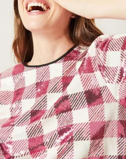 Top Saint-Tropez en sequins rose/blanc-Manoush Online