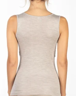 Femme Mare Tops Et Blouses^Top sans manches en Laine mélangée bretelles larges dentelle beige