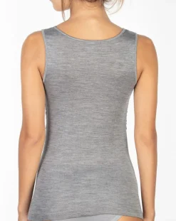 Femme Mare Tops Et Blouses^Top sans manches en Laine mélangée bretelles larges dentelle gris