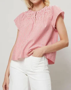 Top Smocks à rayures rouge/blanc-J.Crew Discount