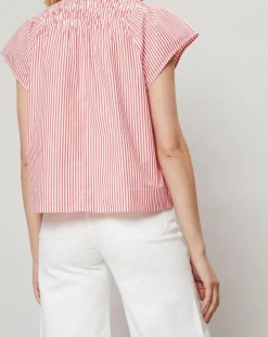 Top Smocks à rayures rouge/blanc-J.Crew Discount