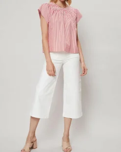 Top Smocks à rayures rouge/blanc-J.Crew Discount