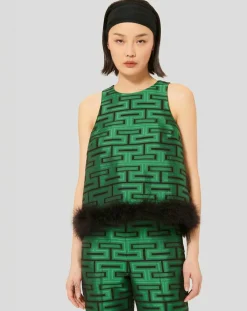Top Twiggy imprimé vert-Tara Jarmon Sale
