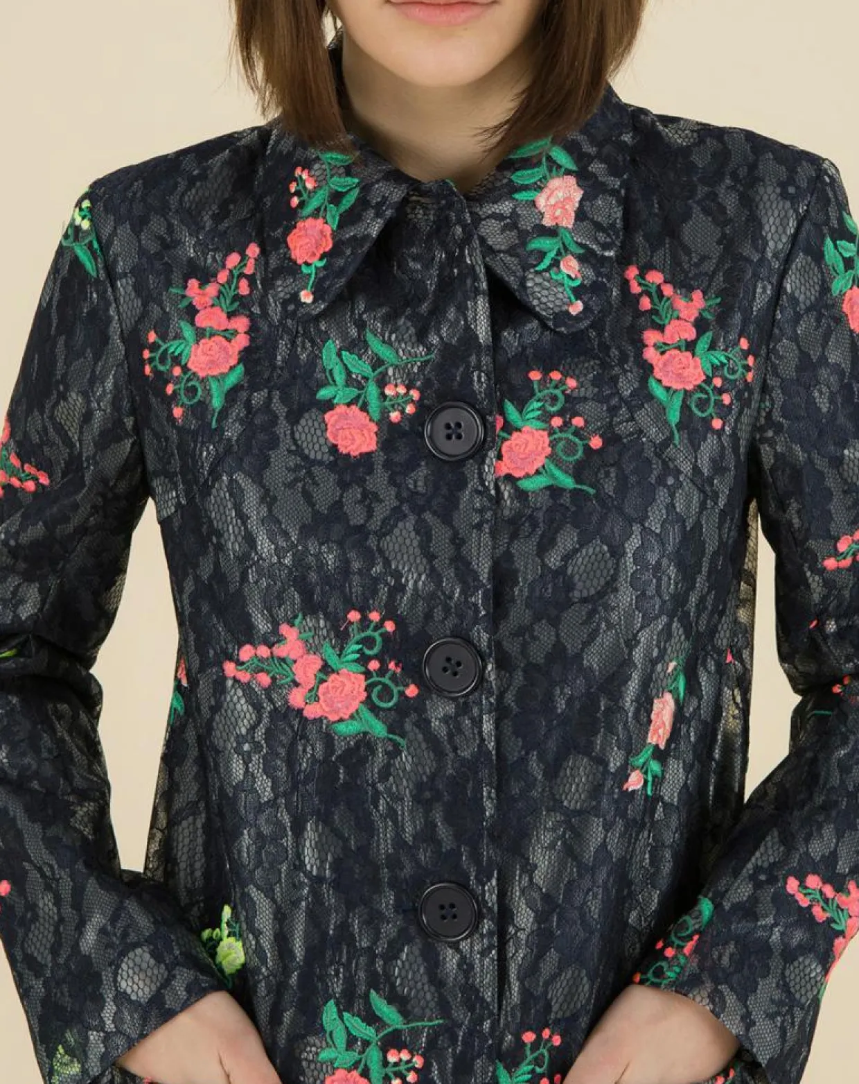 Femme Manoush Manteaux^Trench broderies dentelle Rainy Day bleu marine
