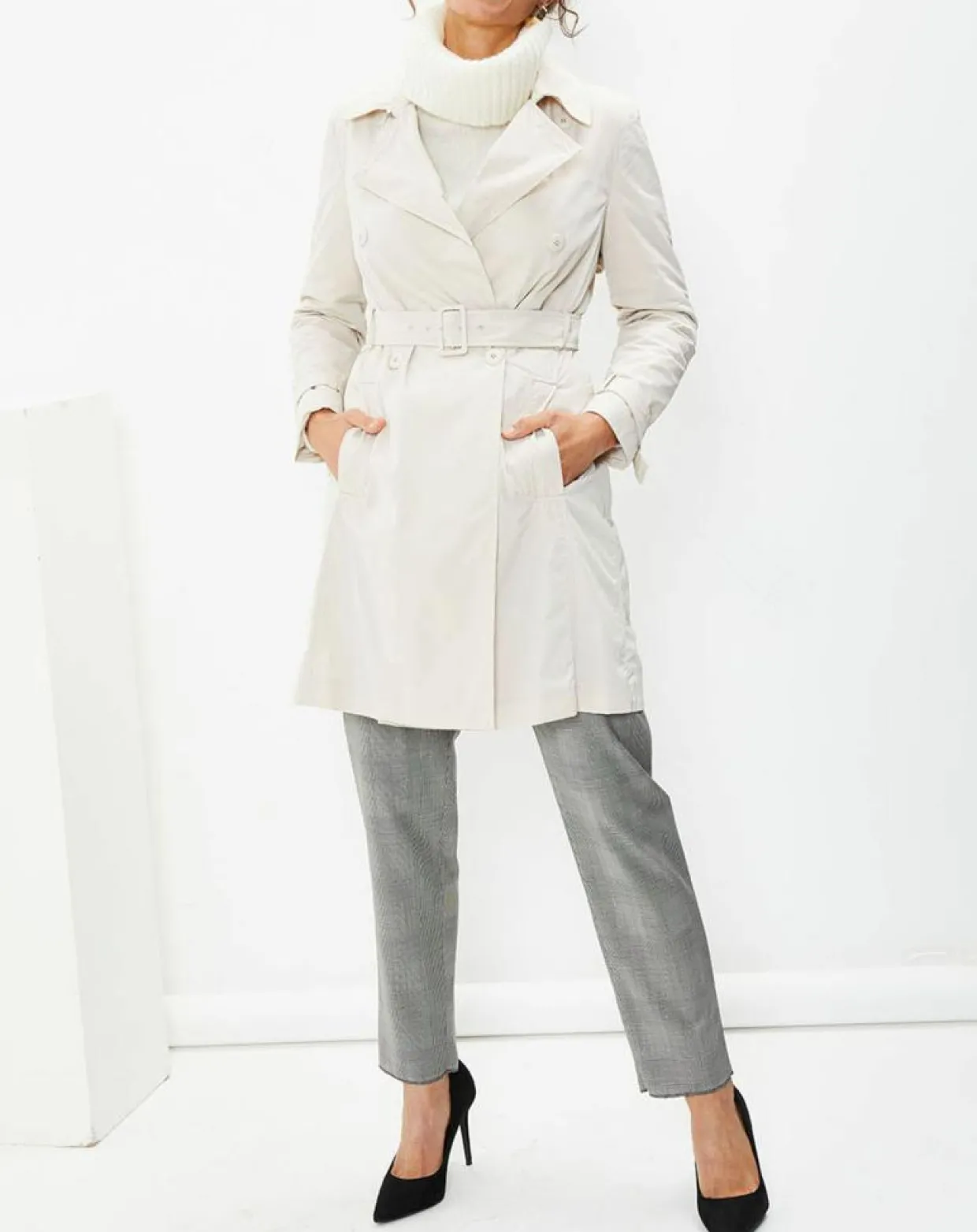 Femme MaxMara Studio Manteaux^Trench Croisé Ceinture Scacco beige