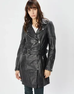 Trench en Cuir Abby noir-Blue Wellford Online