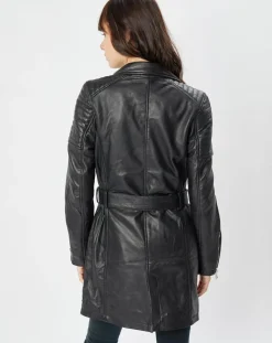 Trench en Cuir Abby noir-Blue Wellford Online