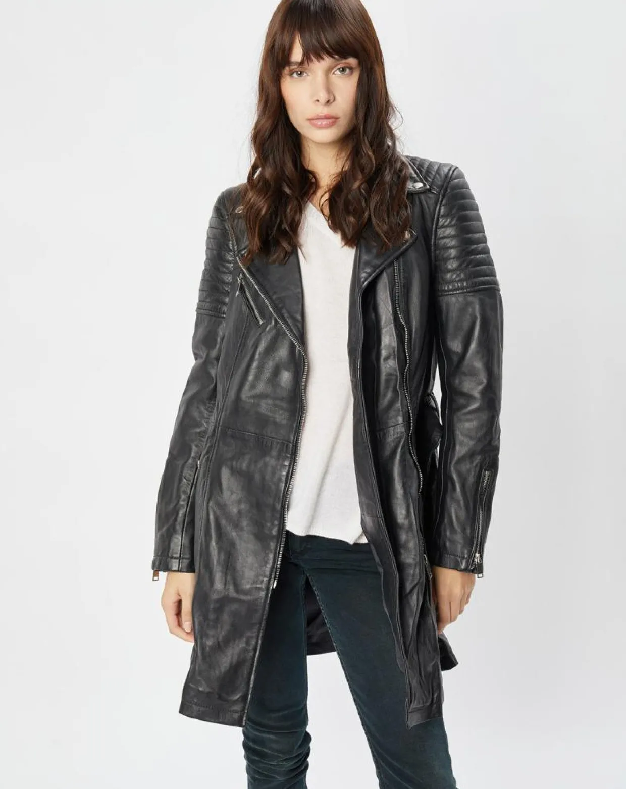 Trench en Cuir Abby noir-Blue Wellford Online