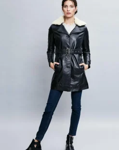 Femme Chyston Vestes, Blousons^Trench en Cuir Electra noir