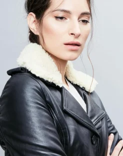 Femme Chyston Vestes, Blousons^Trench en Cuir Electra noir