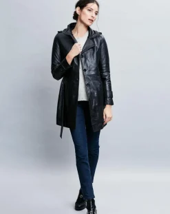 Femme Chyston Vestes, Blousons^Trench en Cuir Electra noir