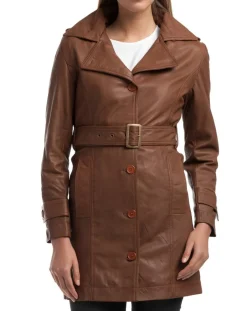 Femme Chyston Vestes, Blousons^Trench en Cuir Elsa cognac