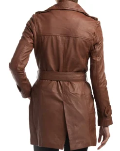 Trench en Cuir Esmeralda cognac-Chyston New