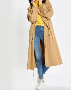Femme Marc O'Polo Manteaux^Trench long en Toile de coton mélangé beige