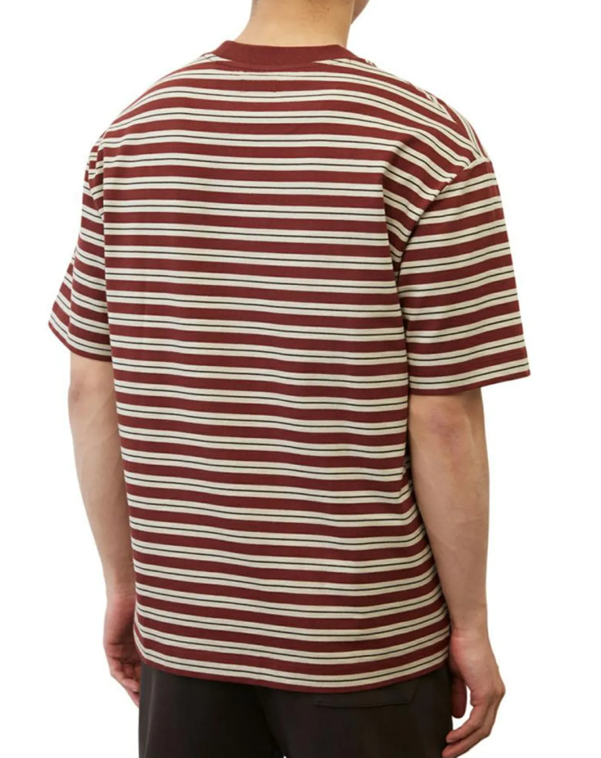 T-Shirt 100% Coton Bio col rond rayé rouge/blanc-Marc O'Polo Best