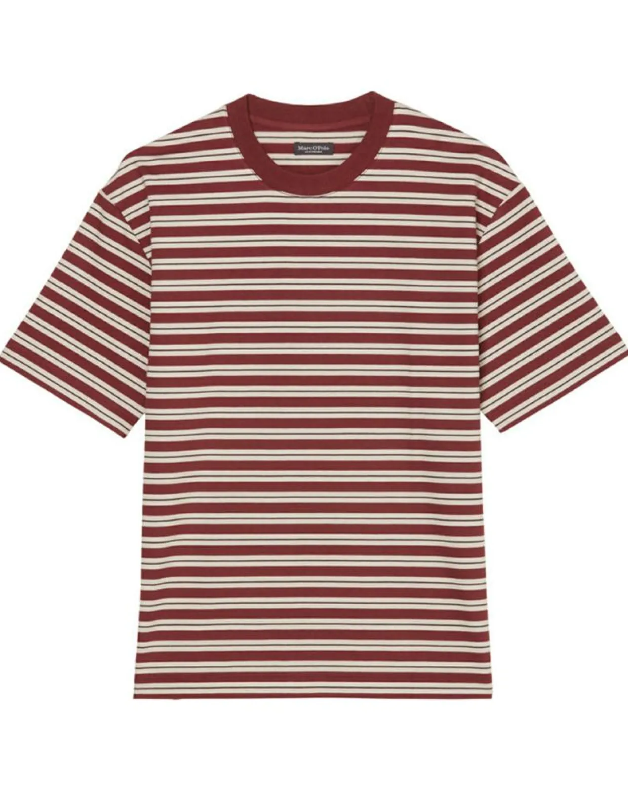T-Shirt 100% Coton Bio col rond rayé rouge/blanc-Marc O'Polo Best