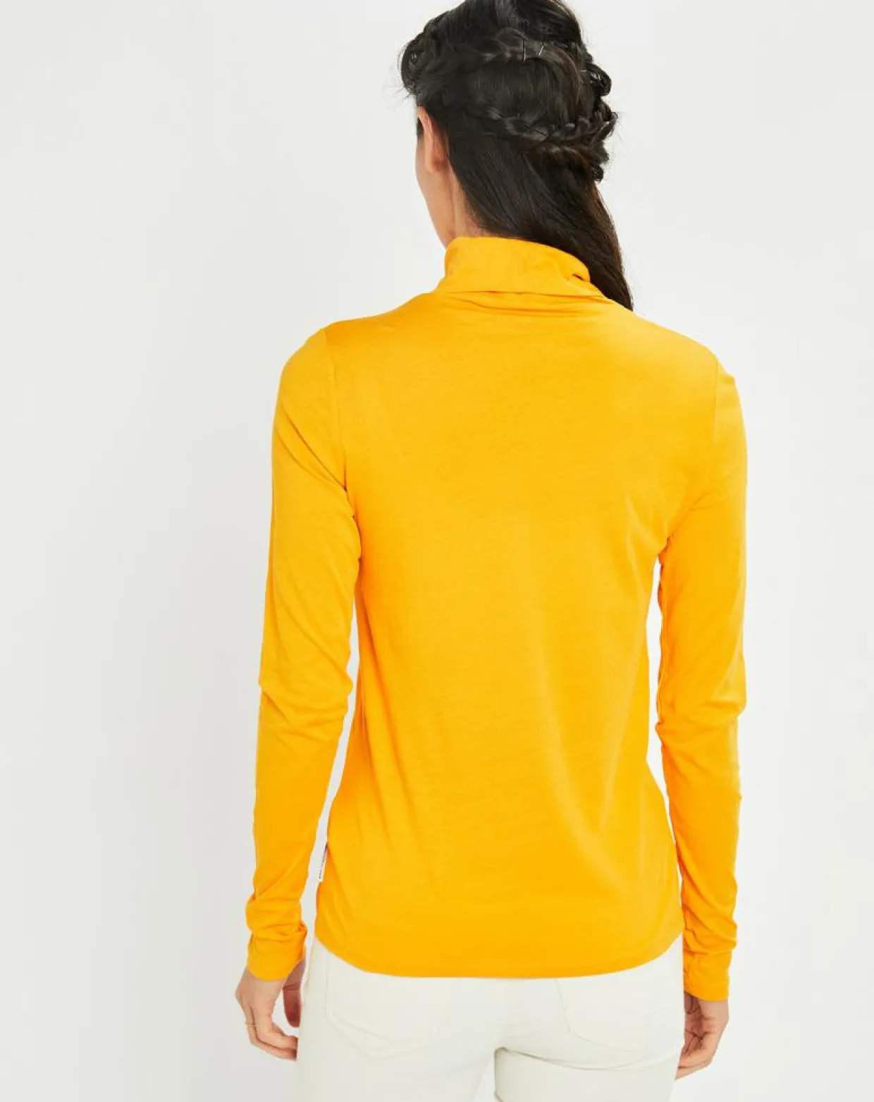 T-Shirt 100% Coton Bio col roulé jaune foncé-Marc O'Polo New
