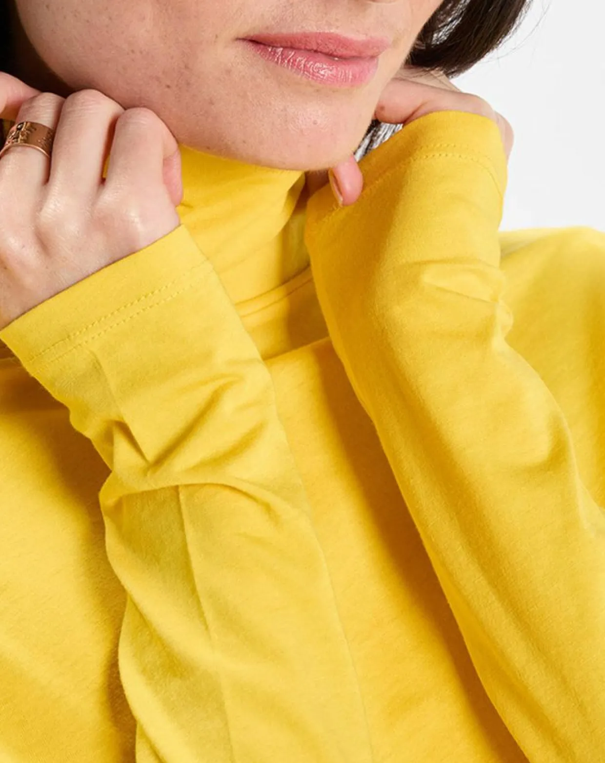 T-Shirt 100% Coton Bio col roulé jaune-Marc O'Polo Best
