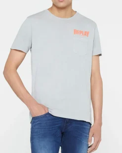 Homme Replay T-Shirts^T-Shirt 100% Coton Bio pocket logo up gris clair