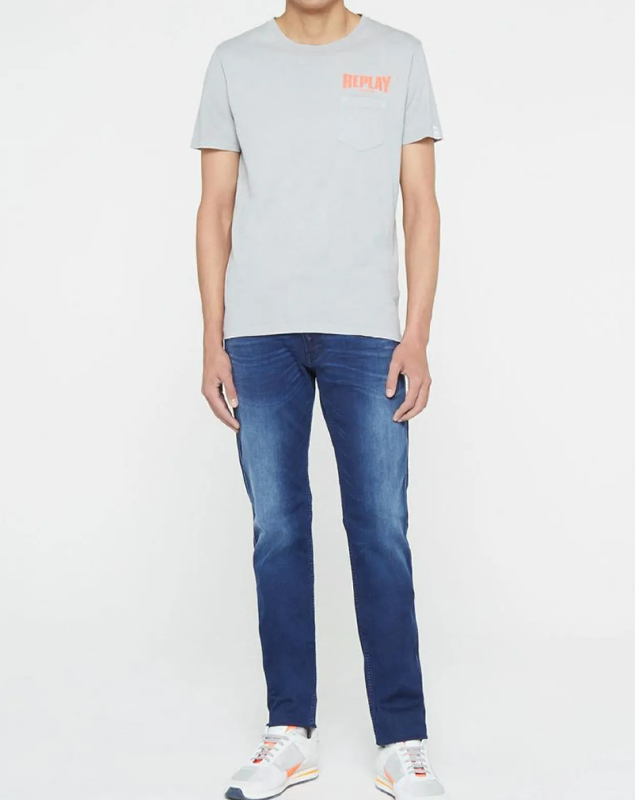 Homme Replay T-Shirts^T-Shirt 100% Coton Bio pocket logo up gris clair